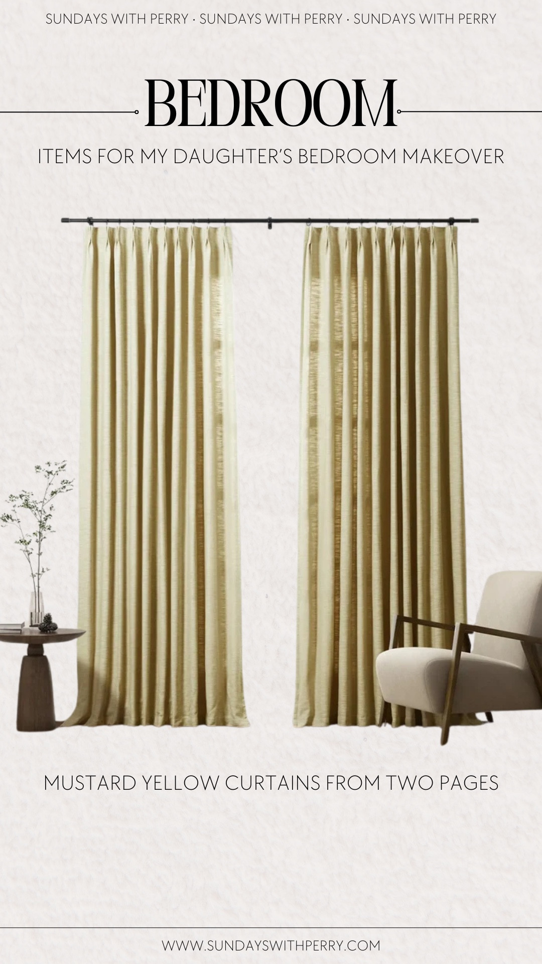 Mustard yellow pinch pleat curtains from two pages for my daughter’s bedroom makeover! 

#LTKHome #LTKKids