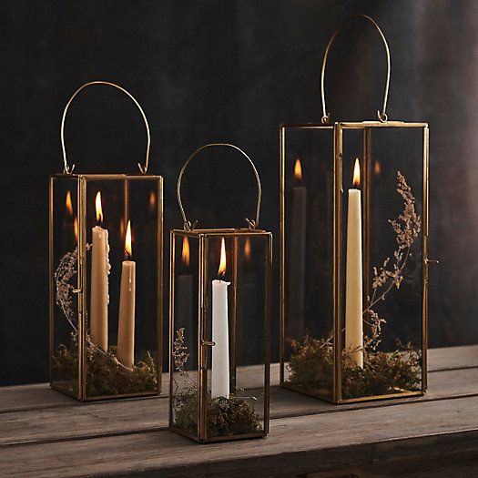 Slim Brass + Glass Lantern | Terrain