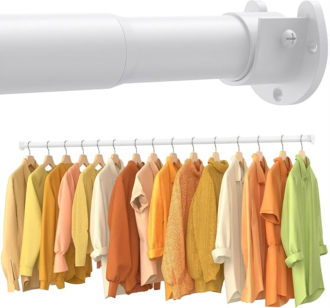 Closet Rods for Hanging Clothes, 17-28 Inch No-Cut Stepless Adjustable Closet Rod, 1.3 Inch Heavy... | Amazon (US)