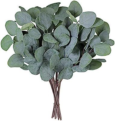 Supla 10 Pcs Fake Eucalyptus Leaves Stems Bulk Artificial Silver Dollar Eucalyptus Leaves Plant i... | Amazon (US)