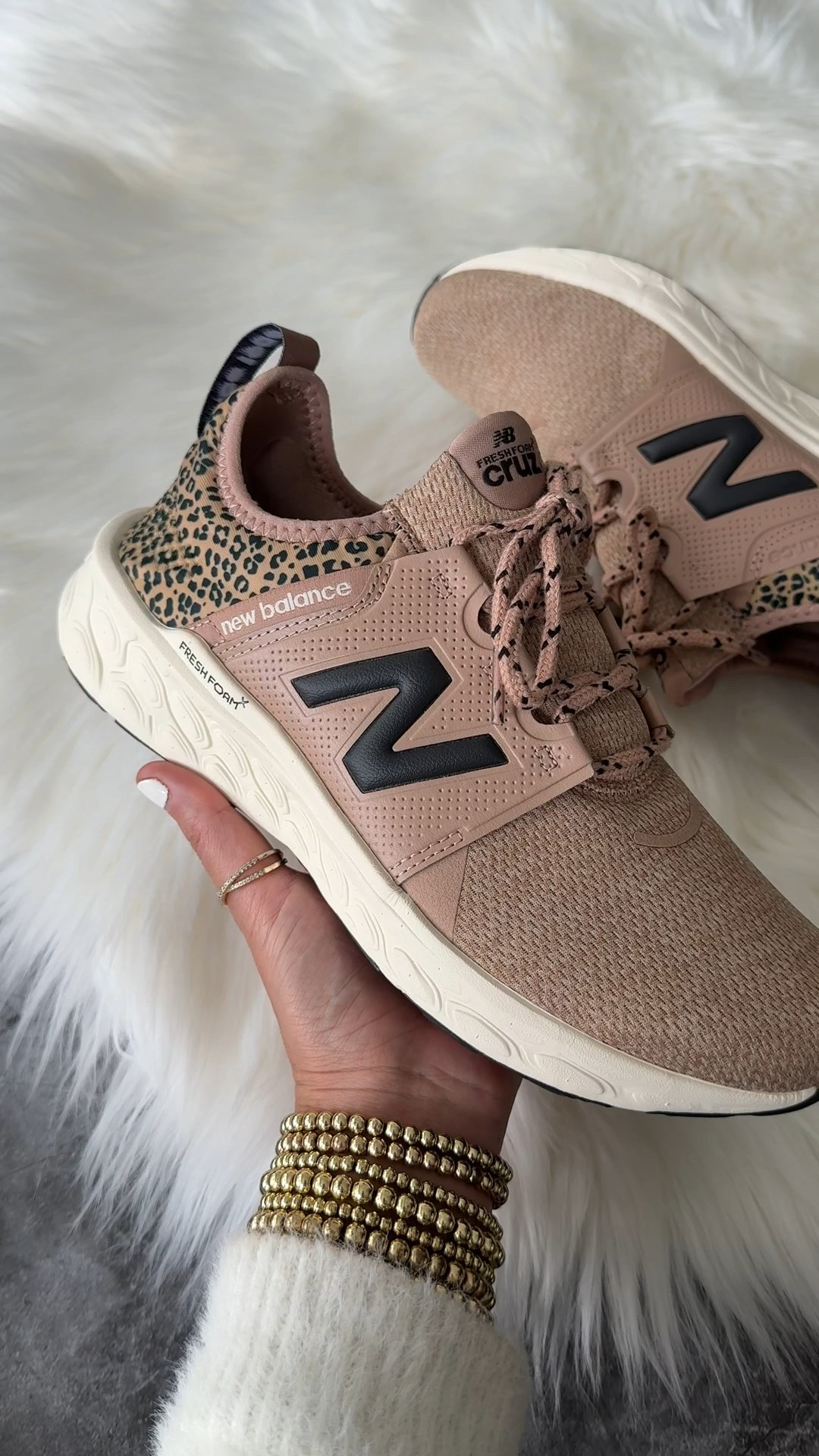Rare new balance leopard fresh foam x Cruz v3 sneaker sale. Runs true to size. Now 30% off 