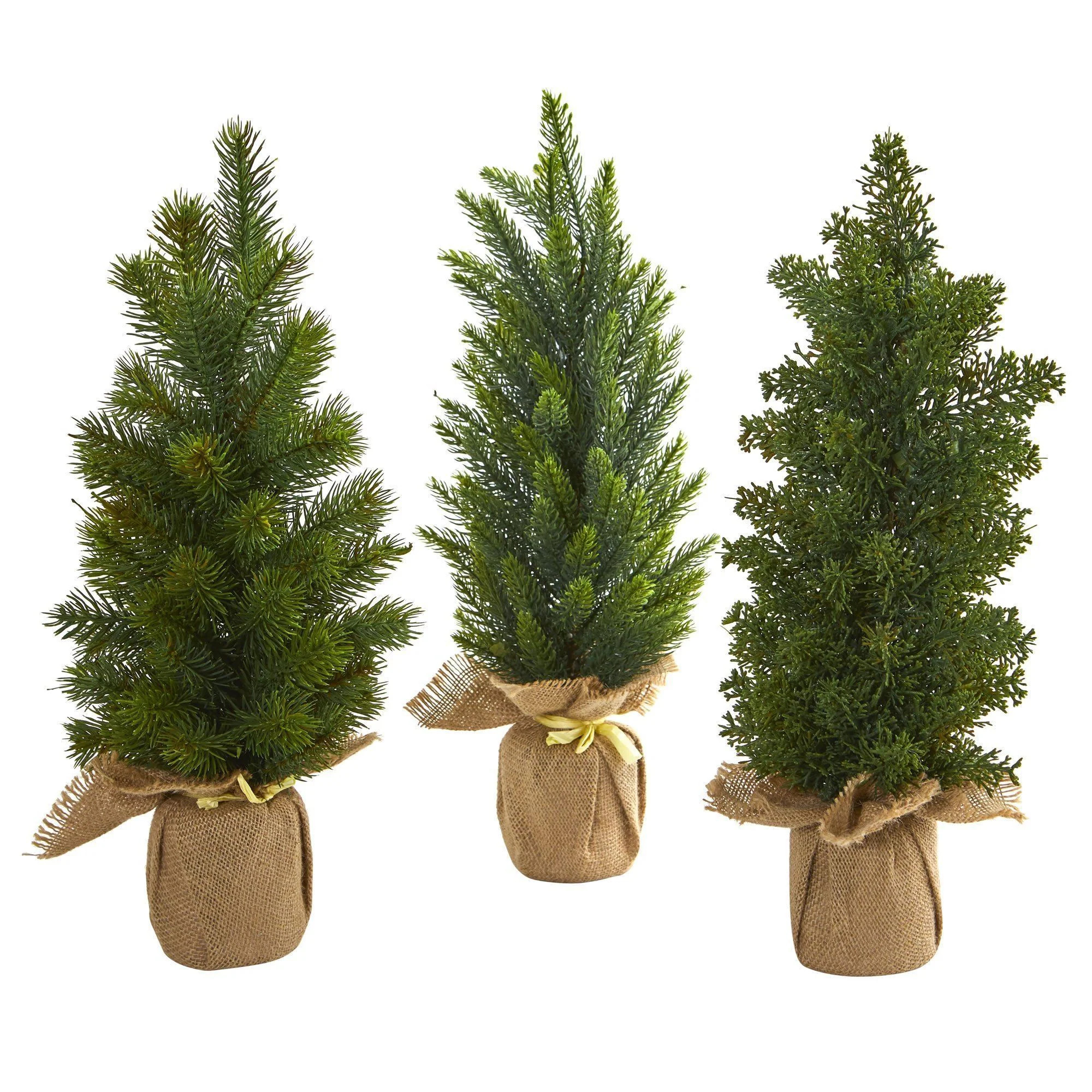 15” Mini Cypress and Pine Artificial Tree (Set of 3) | Nearly Natural | Nearly Natural
