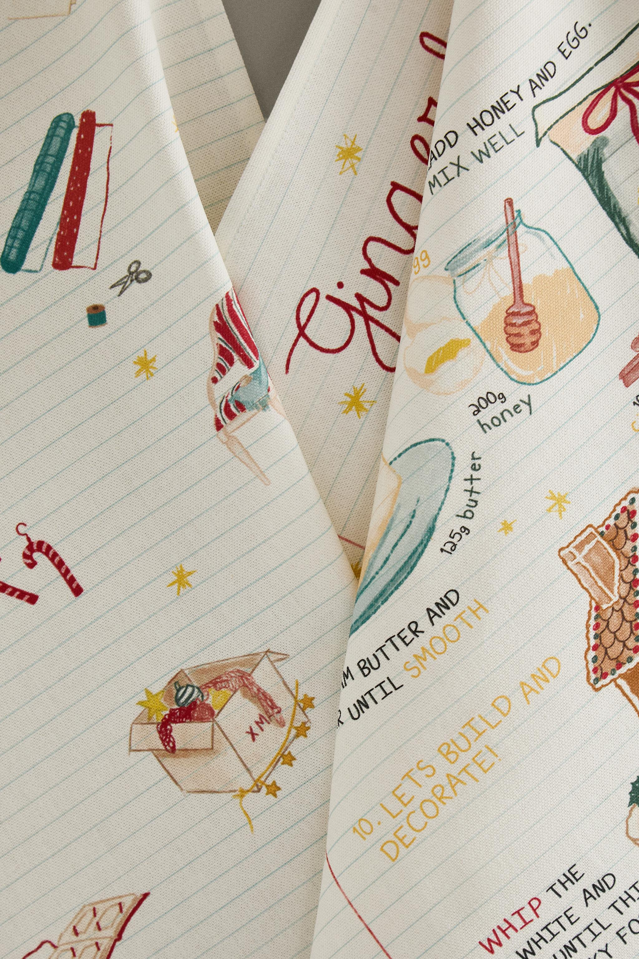 SET OF COTTON CHRISTMAS LIST KITCHEN TOWELS (SET OF 2) | Zara Canada