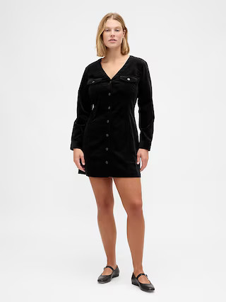Velvet V-Neck Pocket Mini Dress | Gap (US)