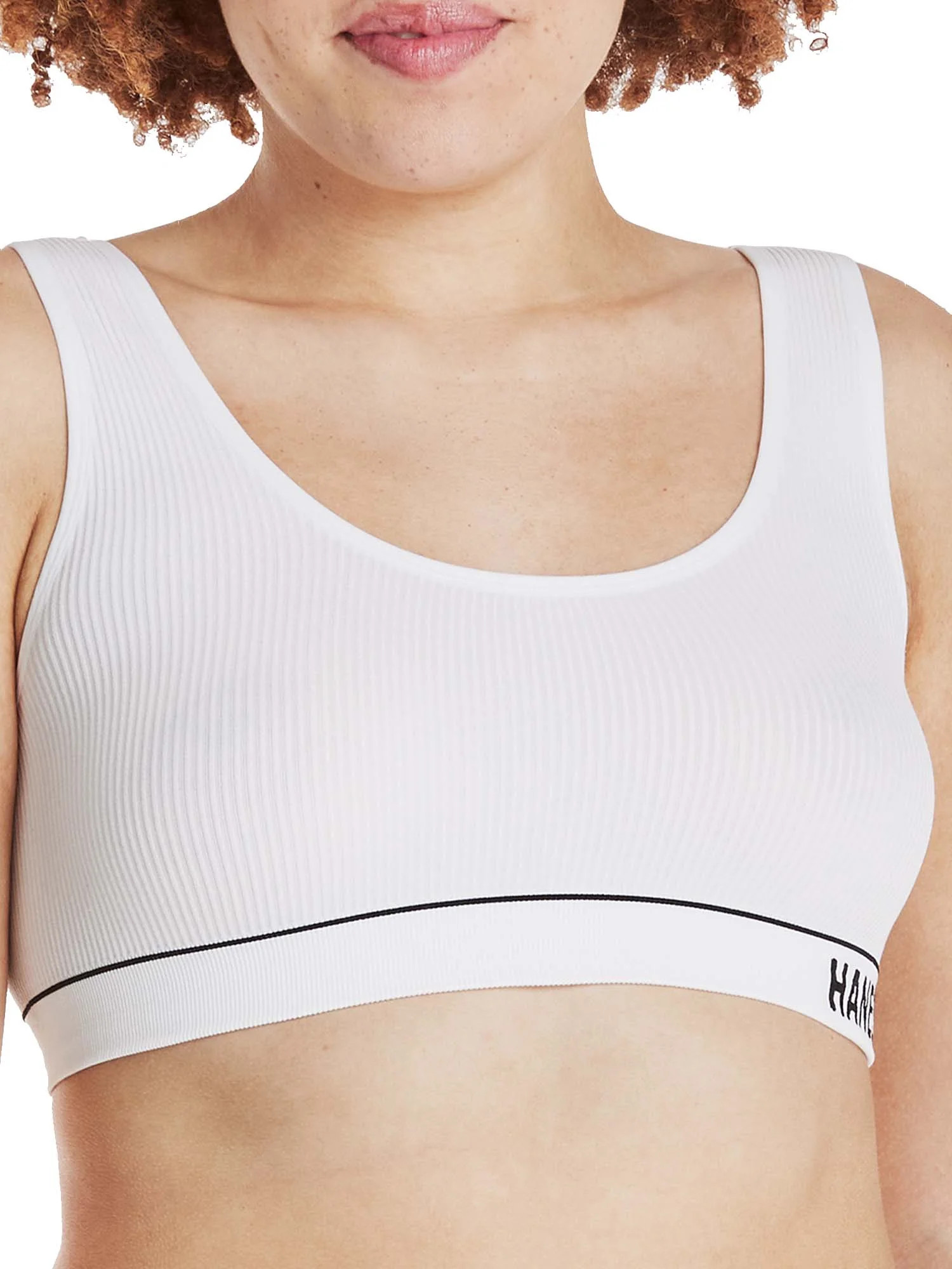 Hanes Classics Women's Seamless Retro Rib Scoop Crop Bra, Style MHB006 | Walmart (US)