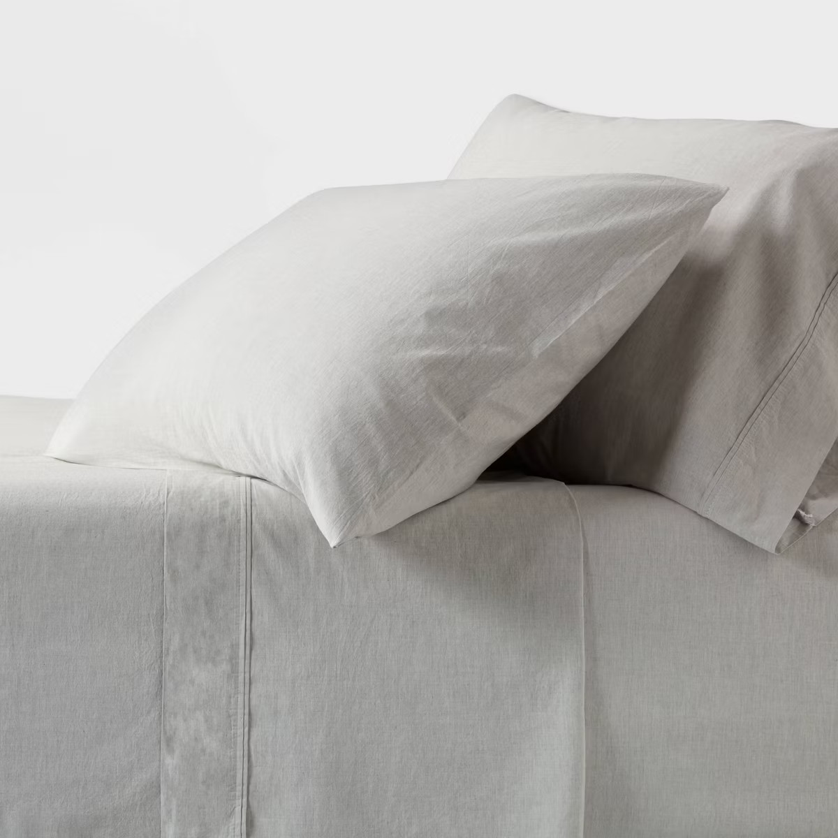 King 250 Thread Count Organic Percale Sheet Set Gray Chambray - Threshold™: GOTS & OEKO-TEX Cer... | Target