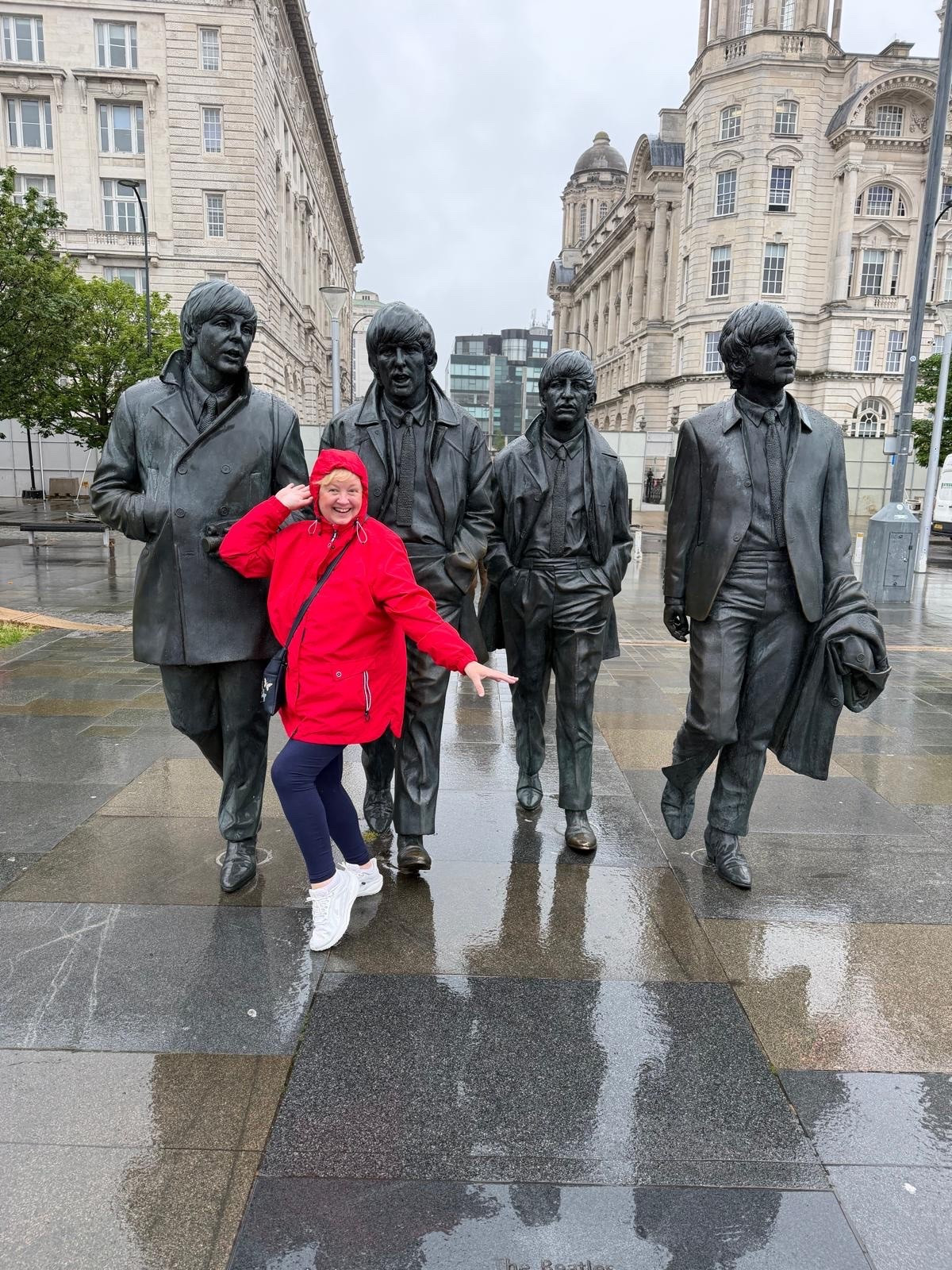 Red waterproof coat / waterproof all weather trainers / leggings 

.. when in Liverpool .. well you just have to pose by the Beatle statue don’t you?! 

#travel #redcoat #trainers

#LTKsummer #LTKtravel #LTKover50style