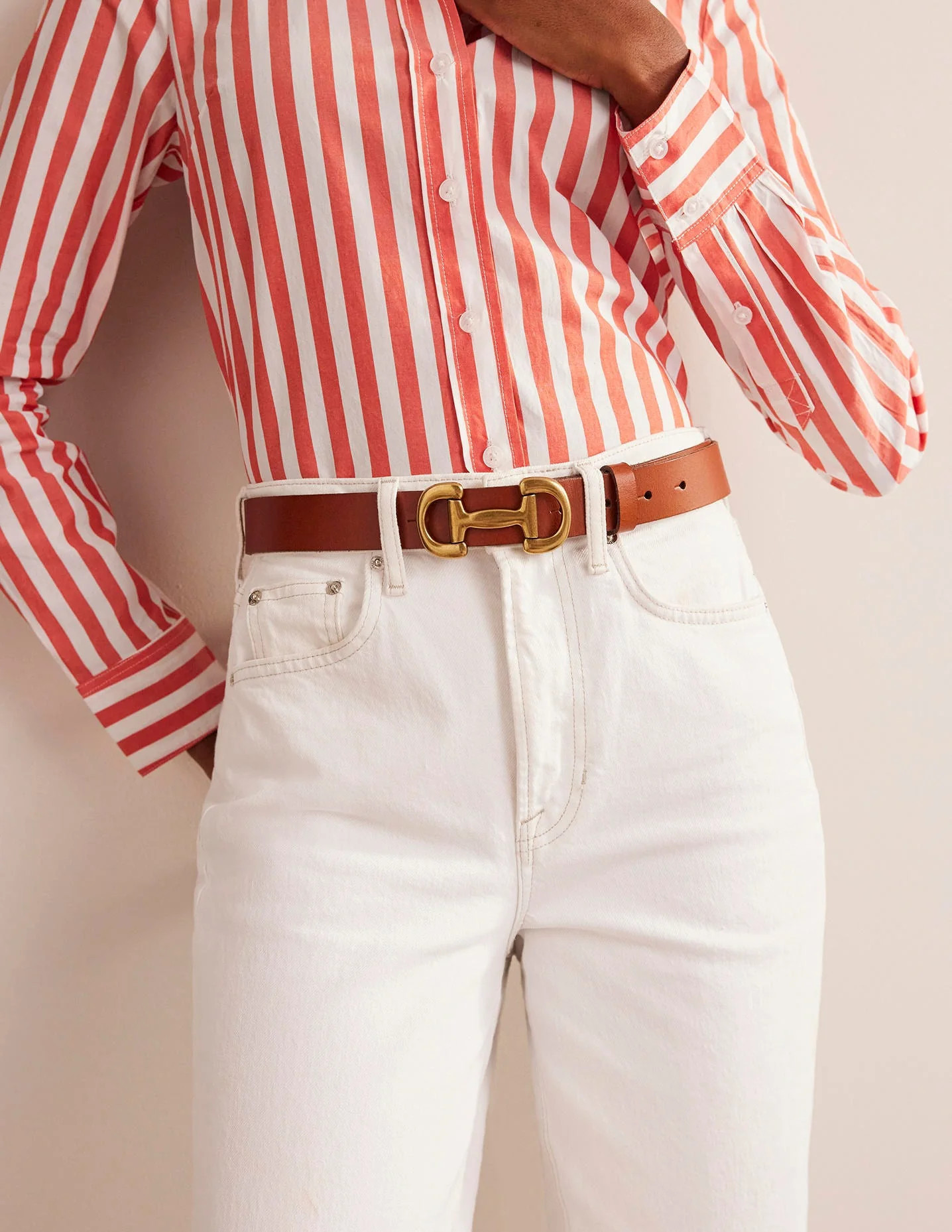 Iris Snaffle-Trim Leather Belt-Tan | Boden UK