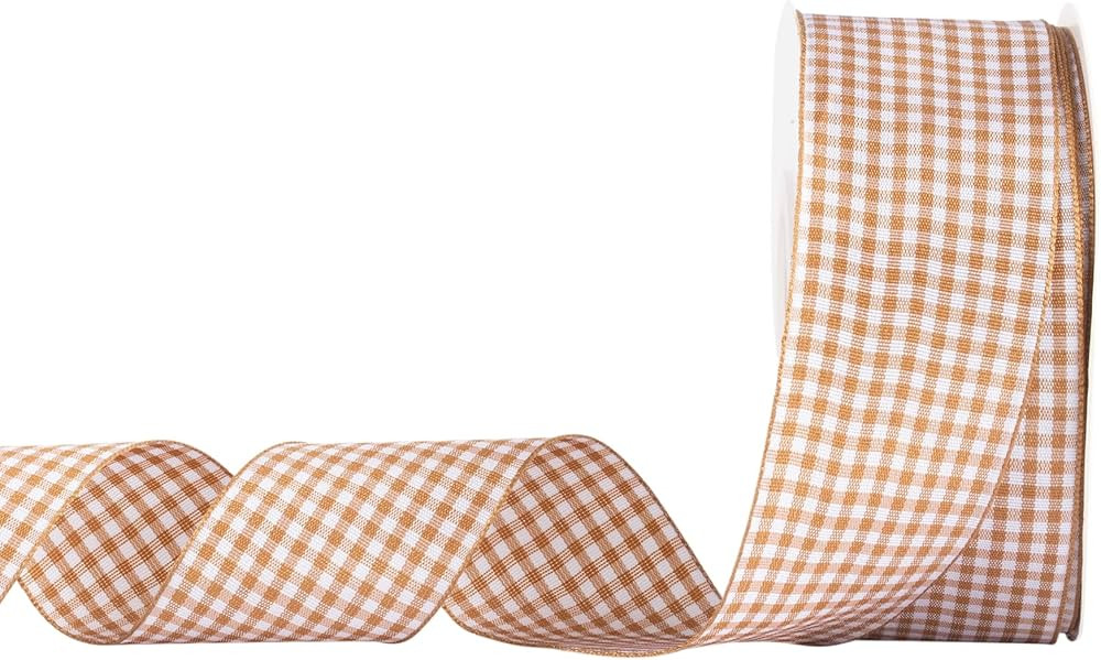 AVANAVA Gingham Ribbon 1-1/2 Inch Plaid Ribbon Polyester Check Woven Ribbon for Crafts, Gifting a... | Amazon (US)