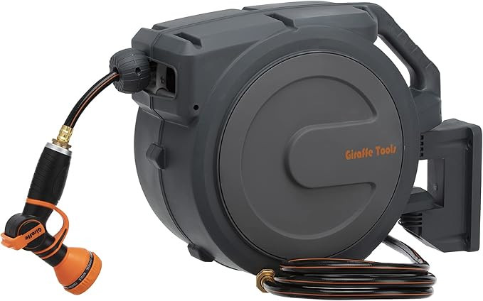 Giraffe Wall Mounted Hose Reel Retractable, 1/2" 78ft Heavy Duty Garden Hose Reel with 9 Pattern ... | Amazon (US)