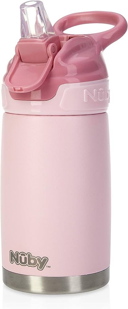 Nuby Thirsty Kids No Spill Flip-It Reflex Stainless Steel Travel Cup or Water Bottle, 10 Oz, Pink | Amazon (US)