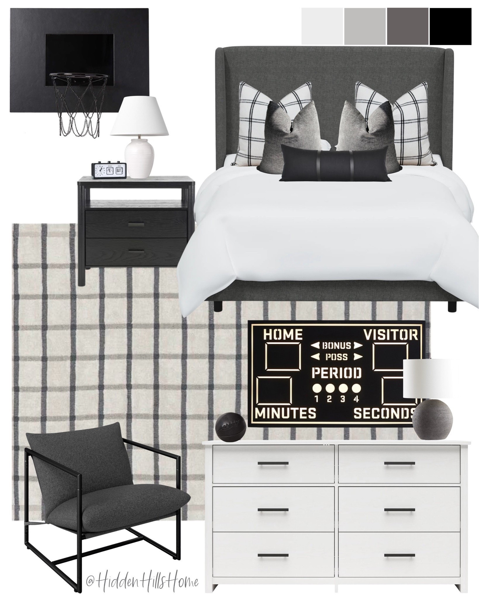 Teen boys basketball bedroom mood board, teen boys room design, modern transitional boys bedroom design #teen

#LTKHome #LTKSaleAlert #LTKKids