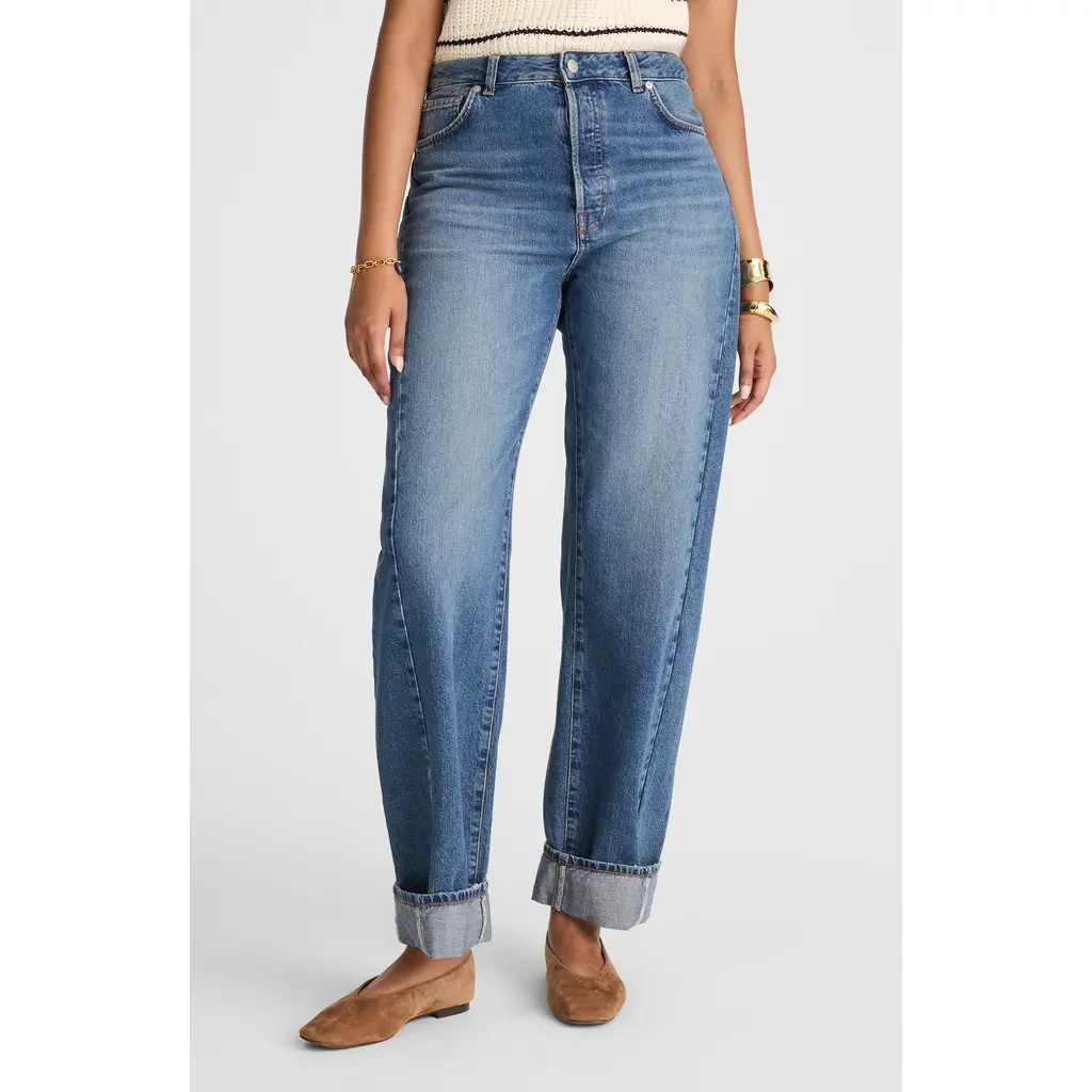 Madewell Pieced Barrel Leg Jeans in Mosby Wash at Nordstrom, Size 29P | Nordstrom