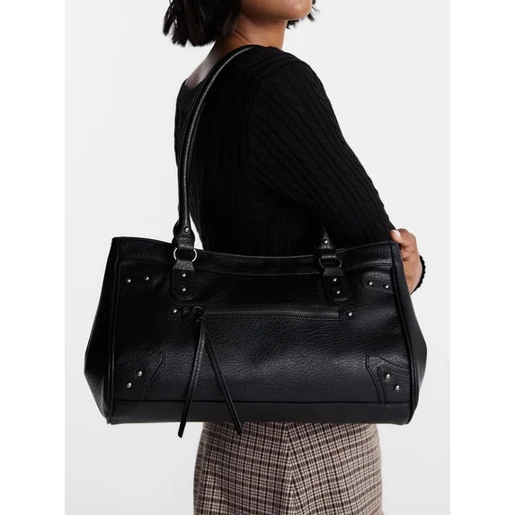 No Boundaries Women's Large Shoulder Bag, Black | Walmart (US)