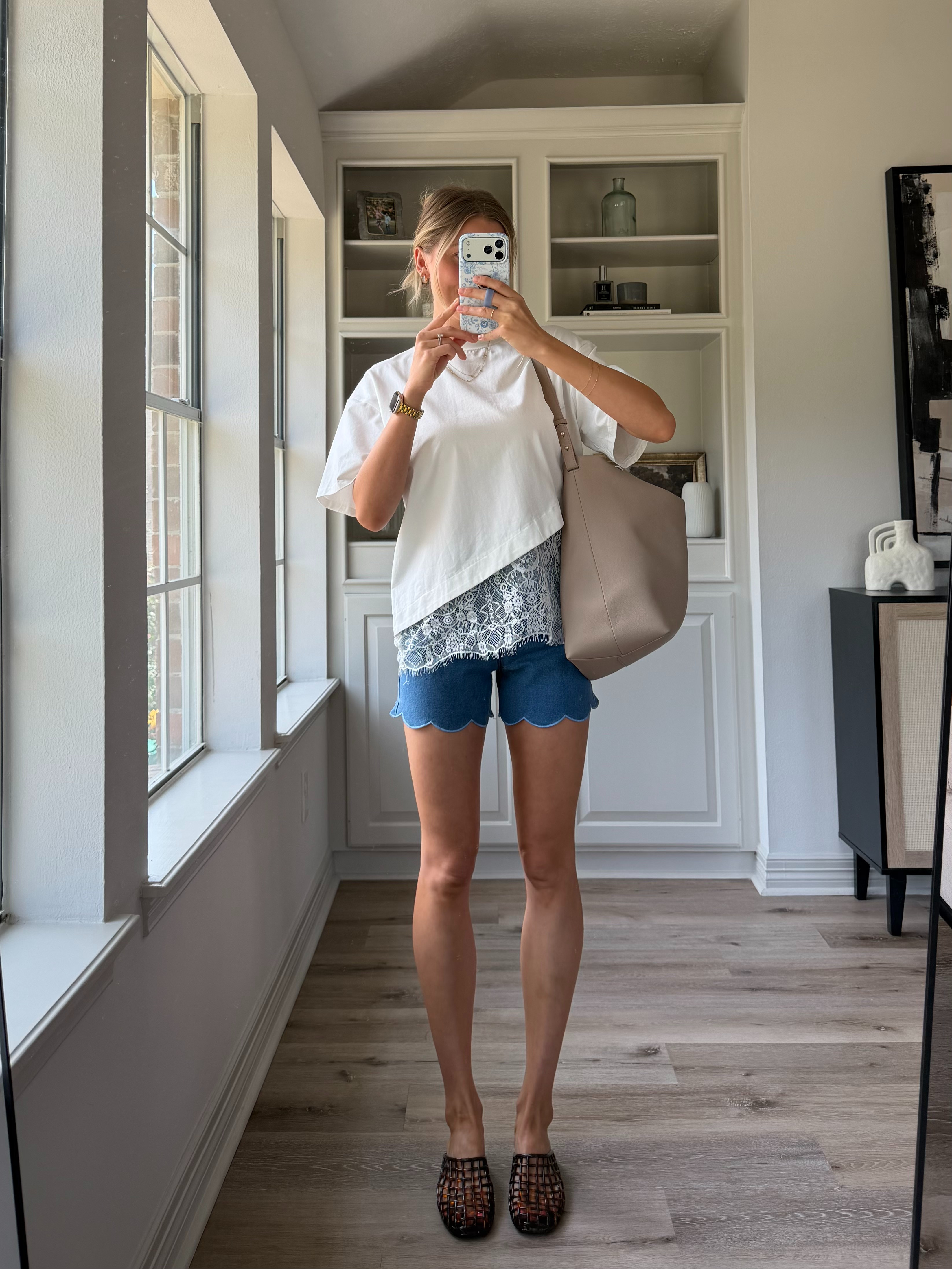 Cute, casual summer mom outfit | S white tee, 2 in shorts
 

 #LTKootd #LTKmomlife