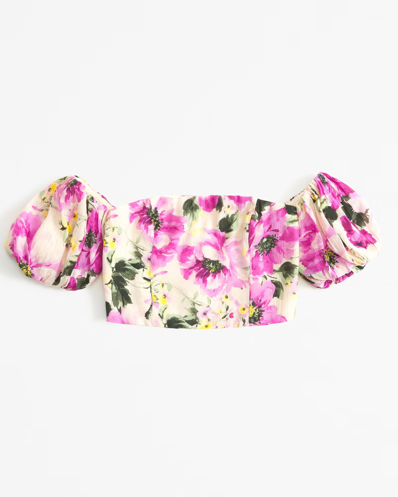 Women's Crinkle Off-The-Shoulder Set Top | Women's Tops | Abercrombie.com | Abercrombie & Fitch (US)