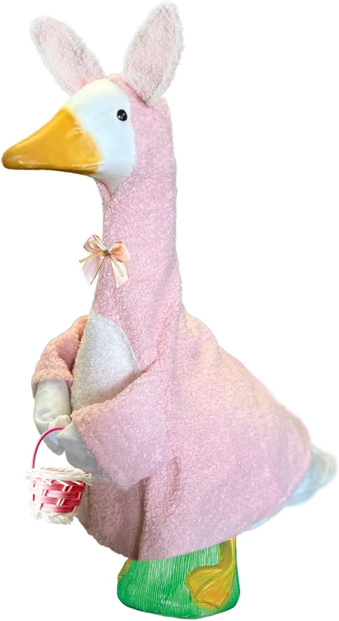 Easter Bunny Porch Goose Outfits for 23 Inch Lawn Statue Patio Garden Decoration, Goose Clothes f... | Amazon (US)