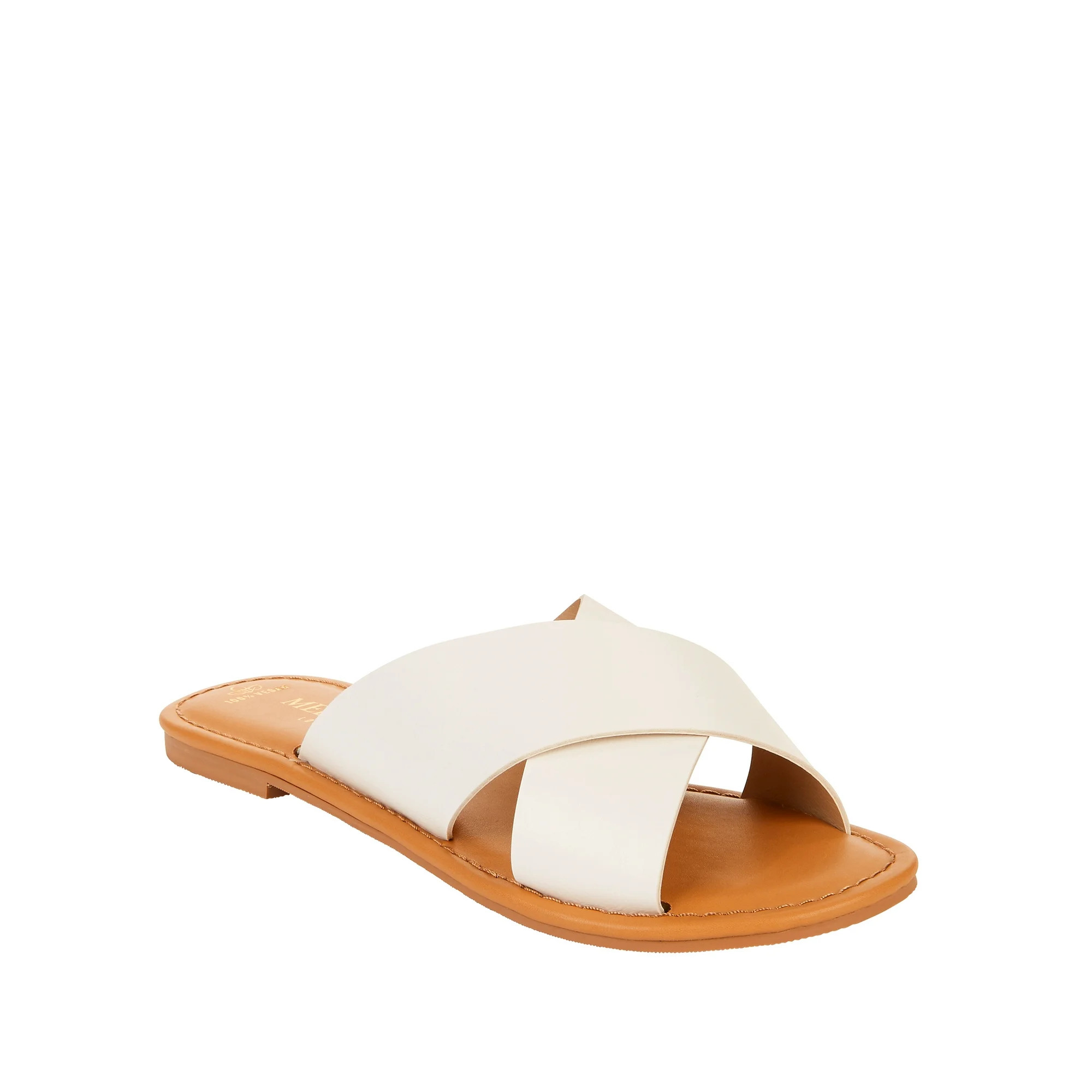 Melrose Ave Vegan Leather Crossband Flat Slide Sandal (Women's) | Walmart (US)