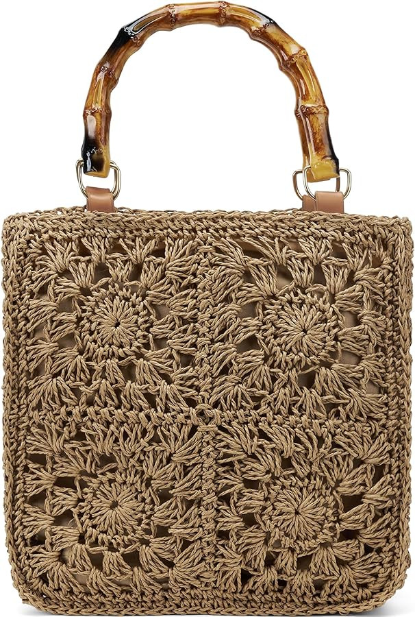 small tote bag beach tote bag straw beach bag crochet tote bag straw bag for women packable beach... | Amazon (US)