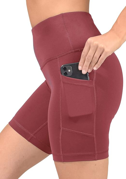90 Degree By Reflex - High Waist Power Flex Biker Shorts with Side Pockets - 5", 7", 9" | Amazon (US)