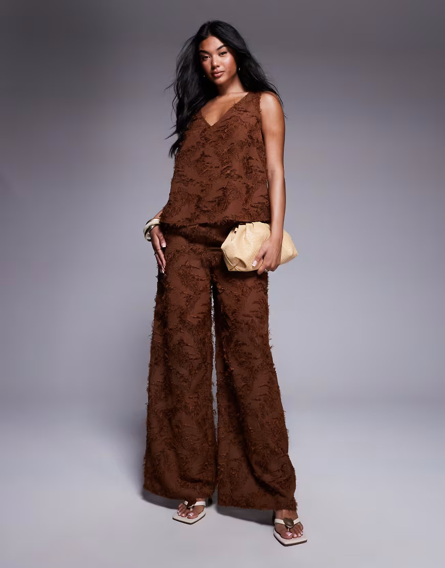 ASOS DESIGN tailored textured pants in brown - part of a set | ASOS (Global)