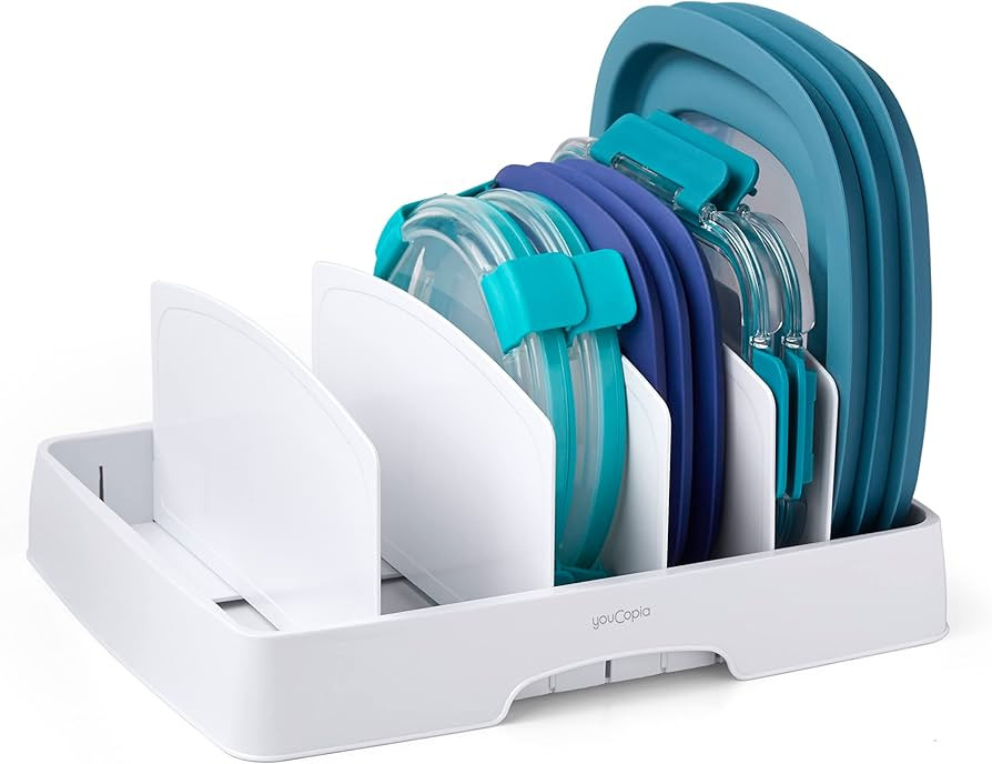 YouCopia StoraLid Food Container Lid Organizer, Tall Dividers, BPA-Free Adjustable Plastic Lid St... | Amazon (US)