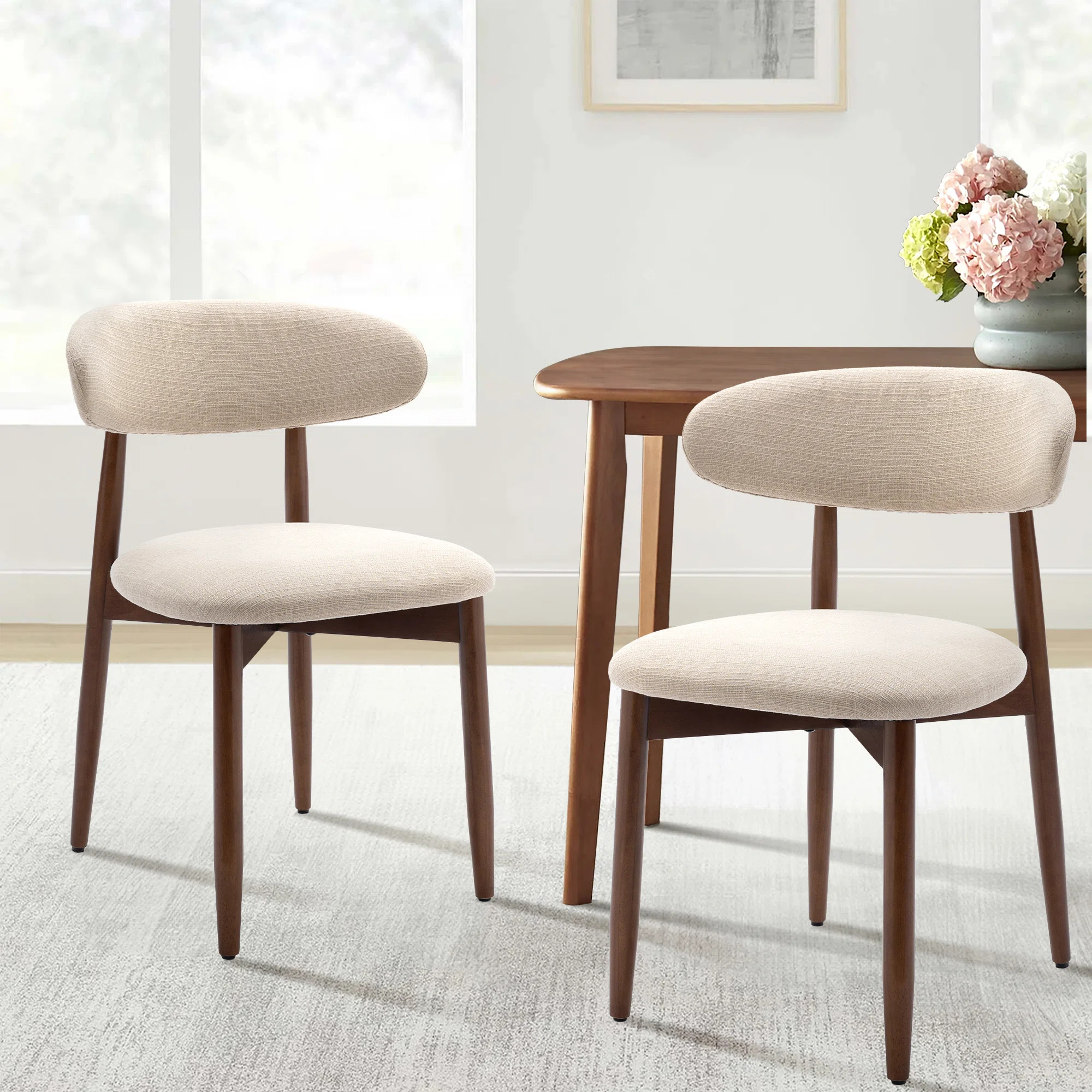 Vannie Upholstered Solid Wood Dining Chair Side Chair (Set of 2) | Wayfair North America