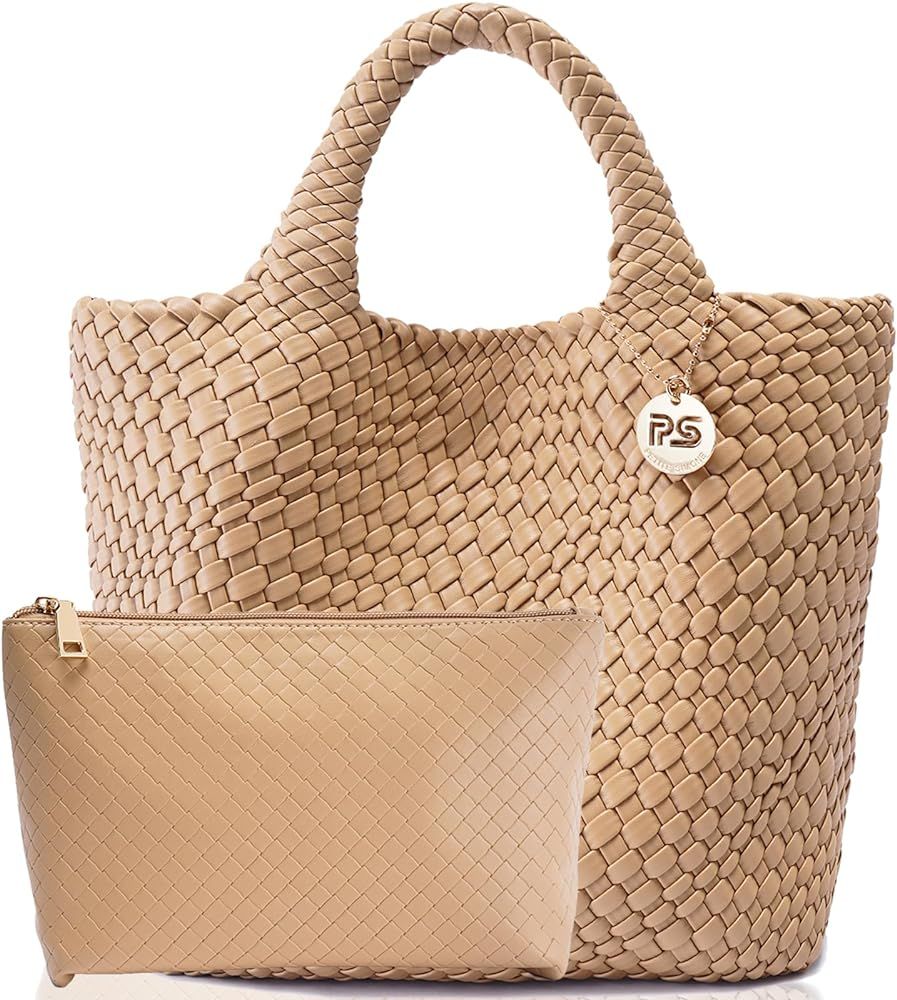 PS PETITE SIMONE Woven Tote Bag for Women Woven Leather Bag Vegan Leather Tote Bag Large Summer B... | Amazon (US)