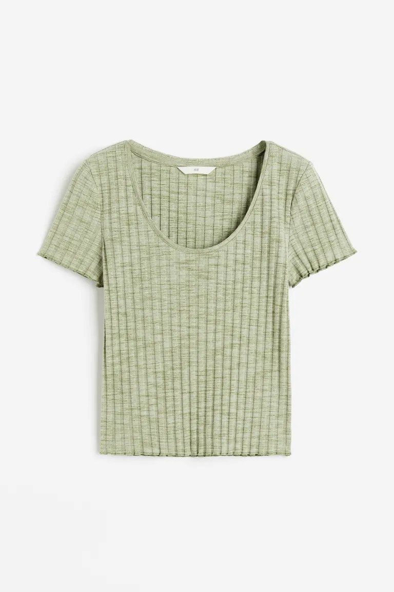 Ribbed Scoop-neck T-shirt | H&M (US + CA)