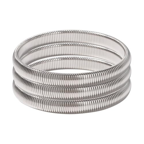 Stretch Bangles For Women 3pcs Silver Plate Bracelets for Women Jewelry | Amazon (US)