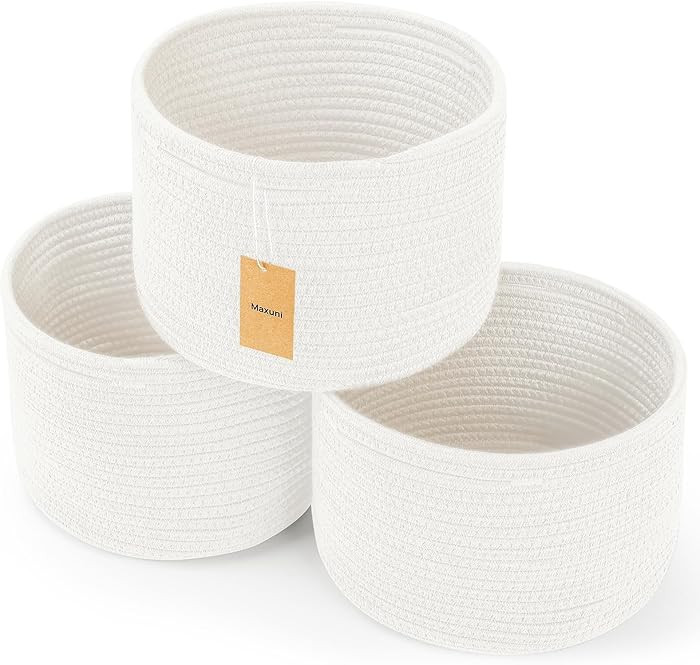 Small Rope Baskets for Storage, Baskets for Gifts Empty, Cute Round Woven Baskets, Decorative She... | Amazon (US)