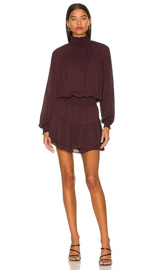 Smocked Turtleneck Dress in Burnt | Revolve Clothing (Global)