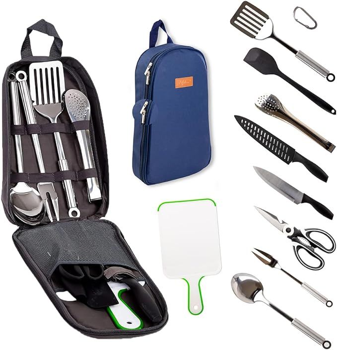 Life 2 Go Camp Cooking Utensil Set & Outdoor Kitchen Gear Cookware Kit, Portable Compact Carry Ca... | Amazon (US)