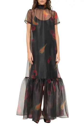 STAUD Calluna Floral Sheer Maxi Dress in Farmers Market Black at Nordstrom Rack, Size X-Small | Nordstrom Rack
