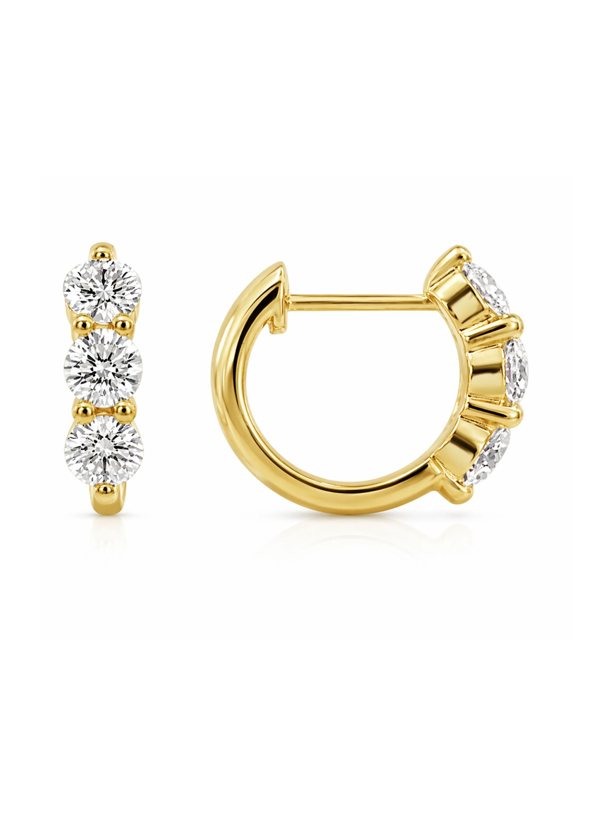 Triple Crown Diamond Huggie Earrings 14K | leMel