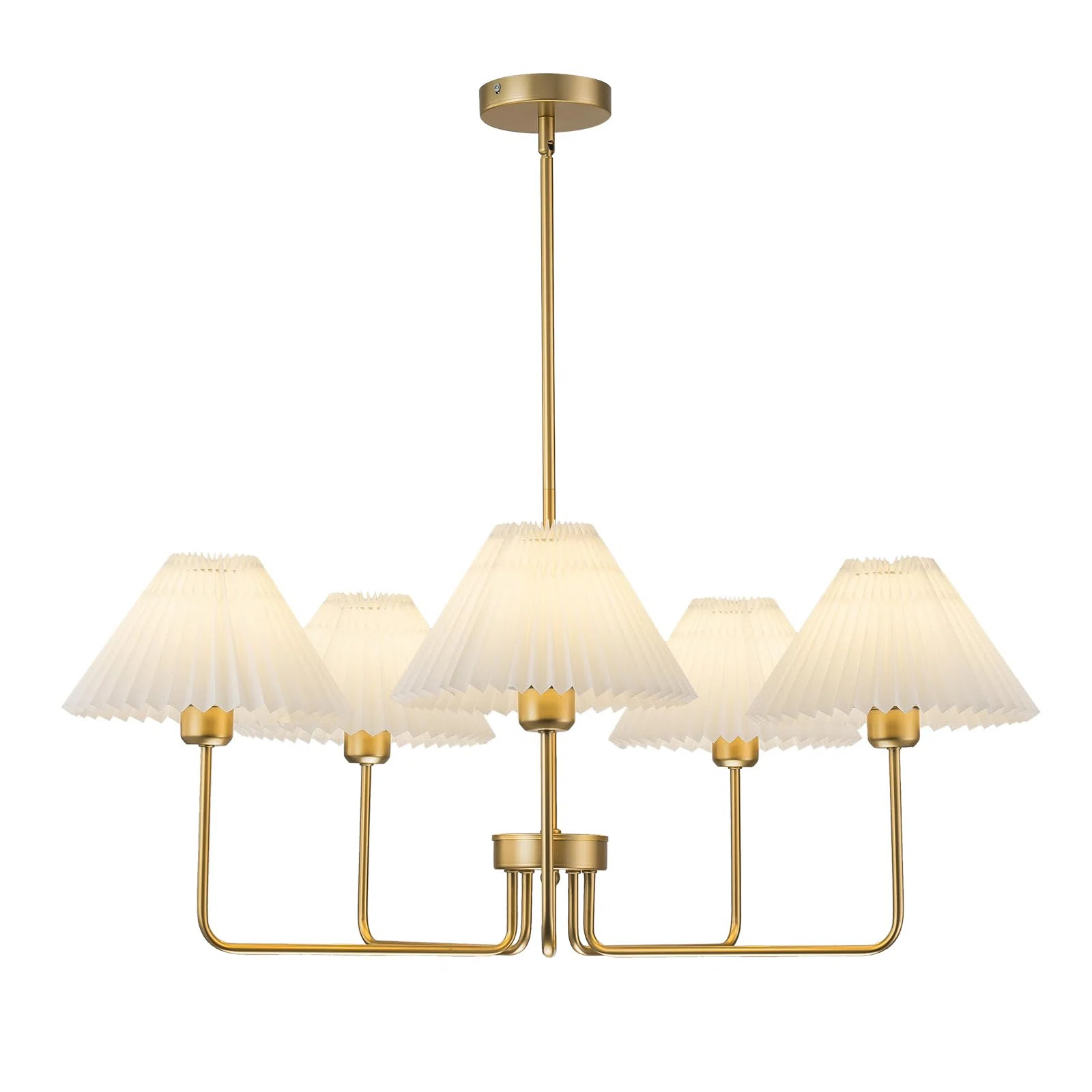 George Oliver 5-light Gold Chandelier,mid Century Modern Dining Room Light Fixtures With White Pl... | Wayfair North America