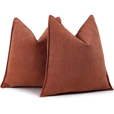 Rust Pillow Covers 20X20 Set Of 2 Chenille Fall Pillow Covers With Elegant Design Soft And Luxurious Decorative Throw Pillows For Couch, Bed, And Home | Wayfair North America