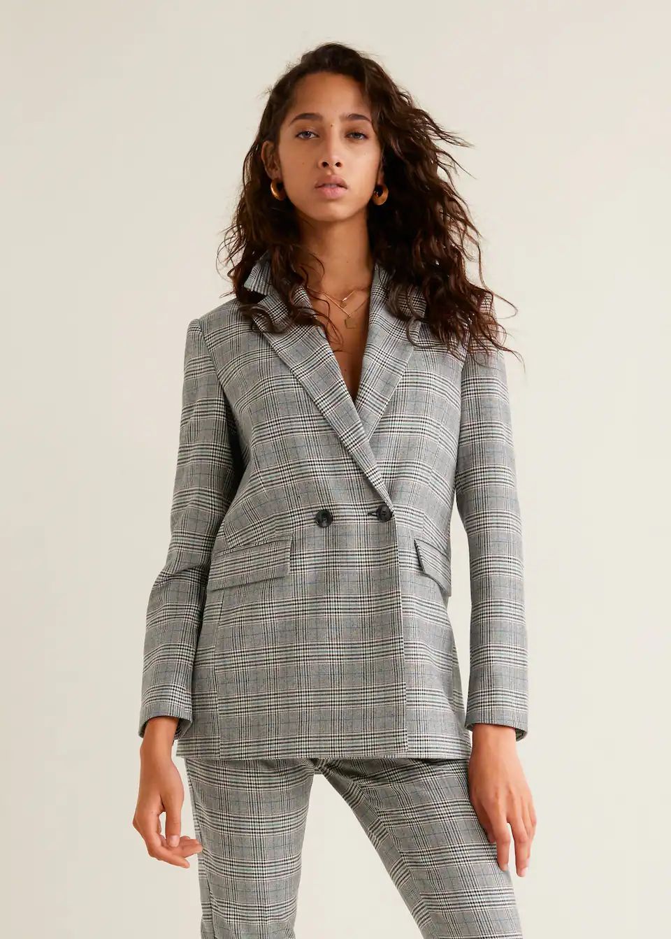 Check structured blazer - Women | MANGO (US)