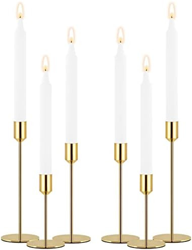 Gold Candle Holder Candlestick Holders Set of 6 Taper Candle Holders, Decorative Metal Candle Sti... | Amazon (US)