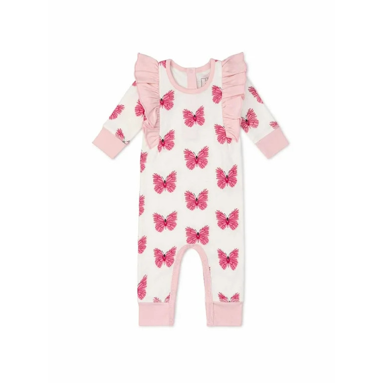 Paris Hilton x Monica + Andy Baby Organic Cotton Double Ruffle Romper, Sizes 0/3 Months-18/24 Mon... | Walmart (US)