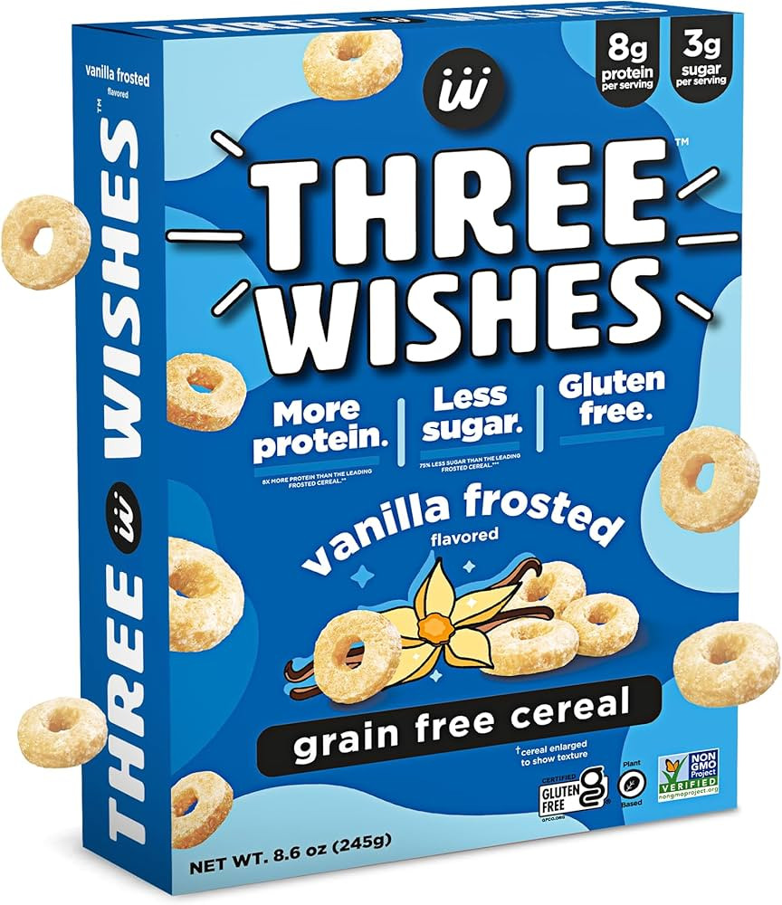 Plant-Based and Vegan Breakfast Cereal by Three Wishes - Frosted, 1 Pack - More Protein and Less ... | Amazon (US)