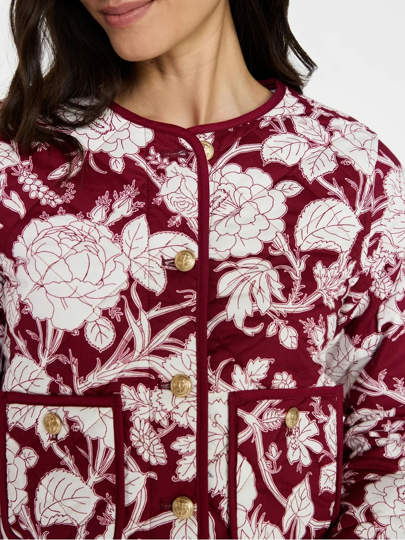 Time and Tru Women's Quilted Cotton Jacket, Sizes XS-XXXL | Walmart (US)