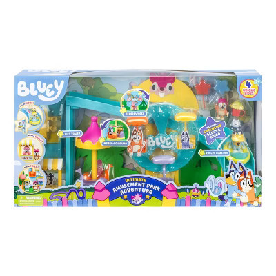 Bluey Amusement Park Playset (Target Exclusive): Plastic Doll Playset for Ages 3+, Includes 9 Pieces, No Tools Needed for Assembly | Target