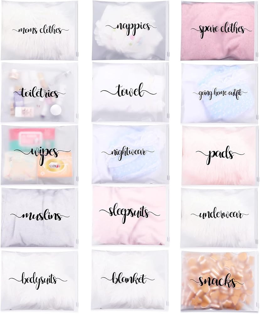 15 Packs Hospital Bags for Labor and Delivery 11.02 x 13.78 Inch Diaper Bag Organizing Pouches Re... | Amazon (US)