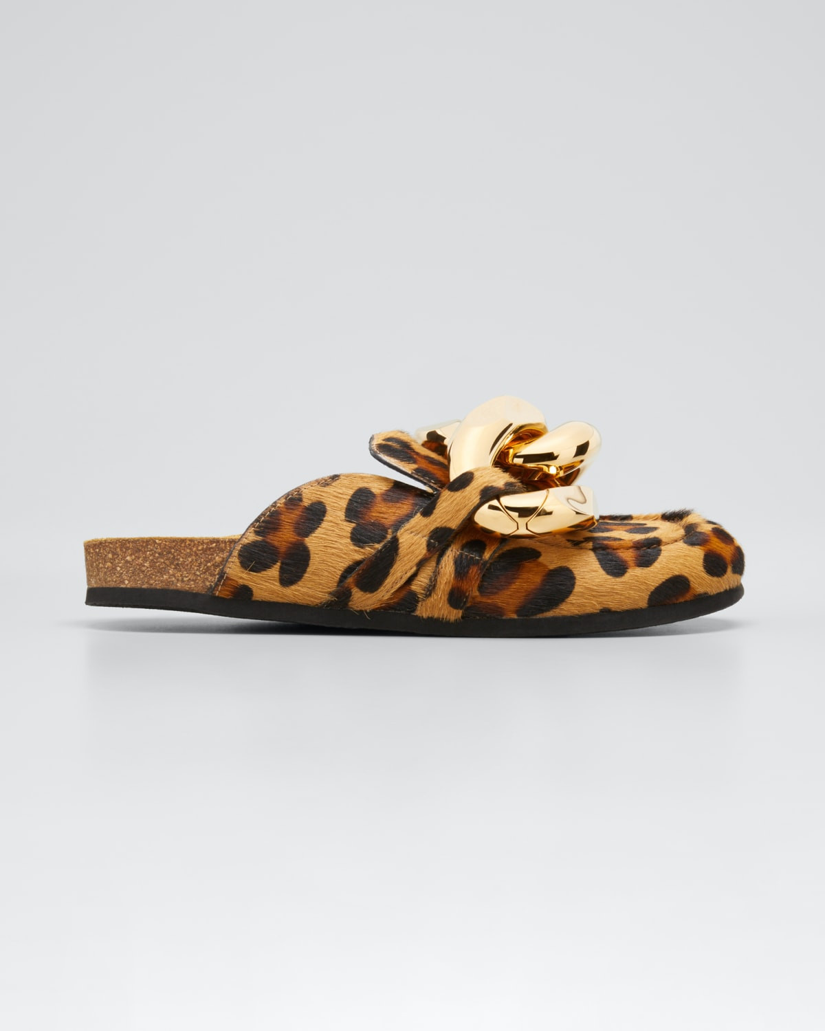 Leopard-Print Fur Chain Slide Mules | Bergdorf Goodman