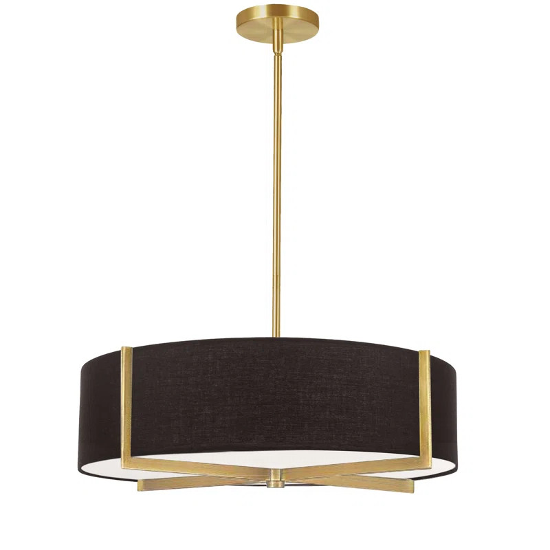 Finty 4 Light Incandescent Pendant, Aged Brass With White Shade | Wayfair North America