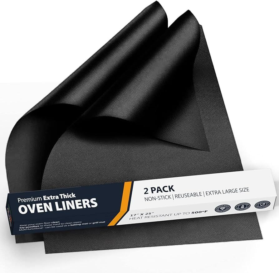 Oven Liners for Bottom of Oven - 2 Pack Large Heavy Duty Mats, 17”x25” Non-Stick Reusable Lin... | Amazon (US)