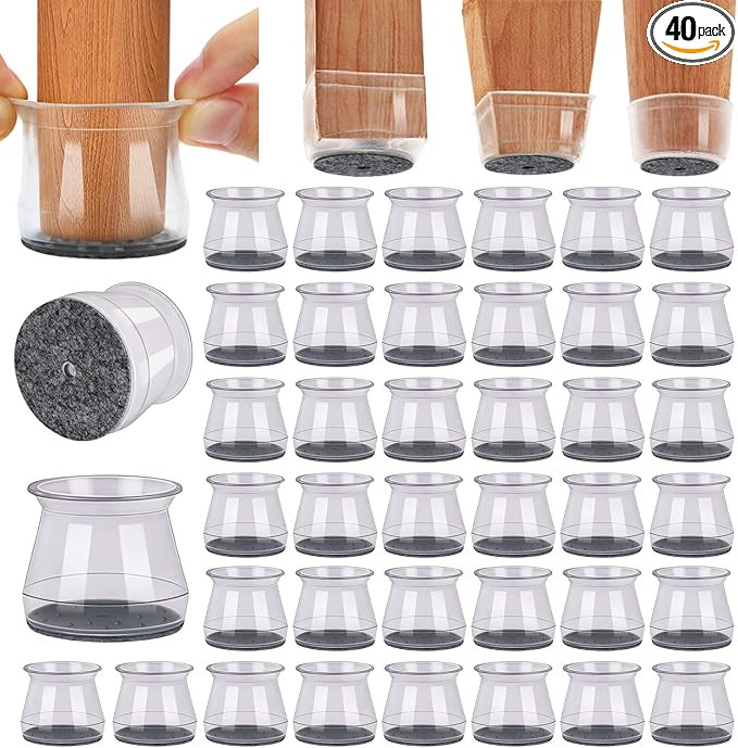 BUMACO 40Pcs Chair Leg Floor Protectors Chair Leg Protectors for Hardwood Floors Silicone Pads Co... | Amazon (US)