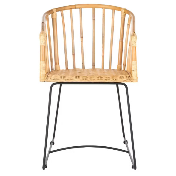 Siena Rattan Barrel Dining Chair Natural/Black - Safavieh | Target