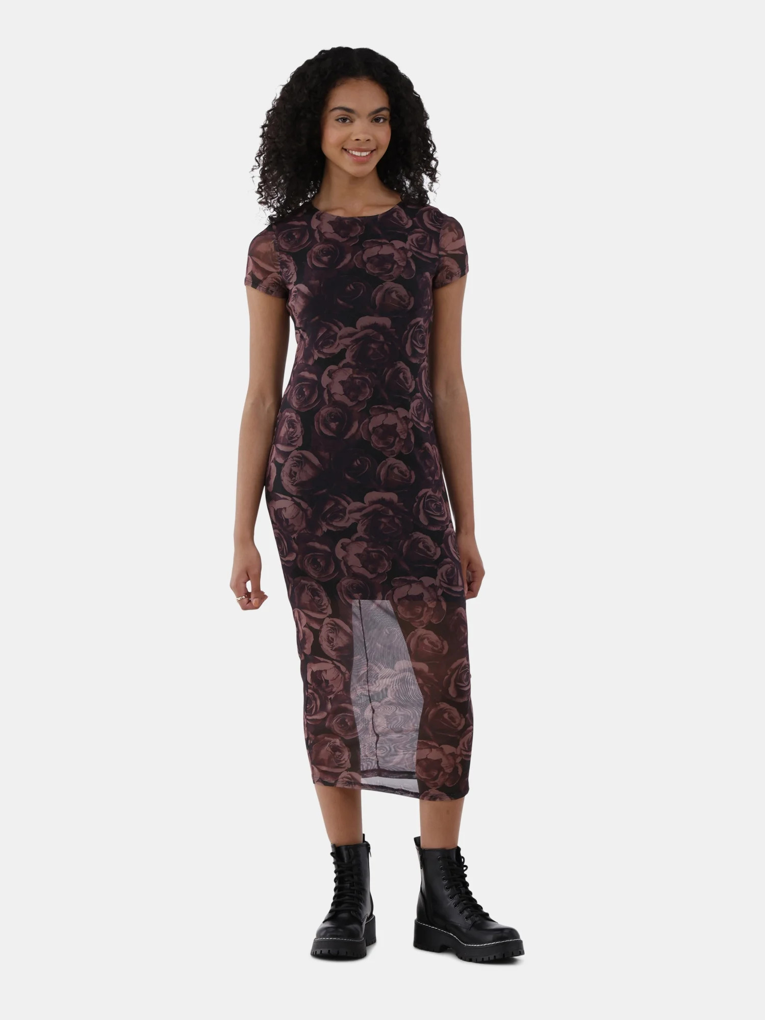 No Boundaries Mesh Maxi Dress, Women's and Women's Plus - Walmart.com | Walmart (US)